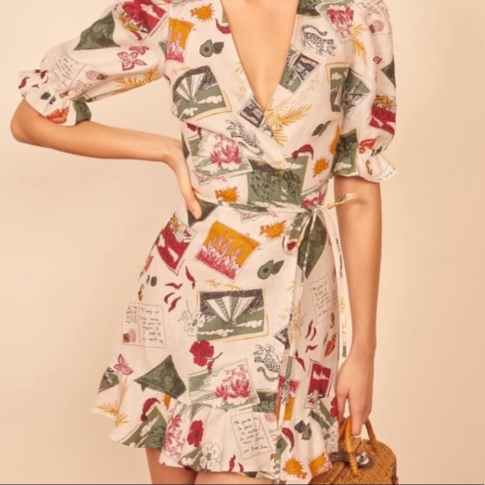 Reformation Carmelo Wrap Dress in Vacaciones Size XS new with tags! Mini dress